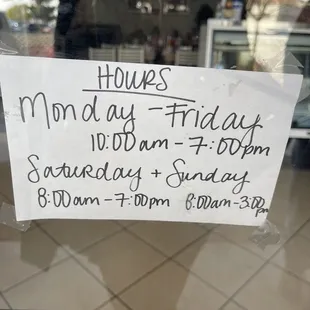 Actual hours of business