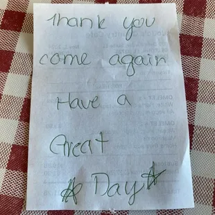 A nice thank you note