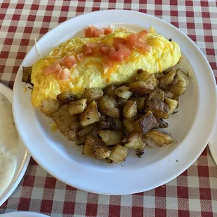 3 egg omelette with everything and home fries