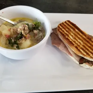 Zopa Tuscana and sandwich
