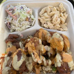 Fried chicken rice bowl! Really good. Bit pricy -- 15$ outside uc davis hospital