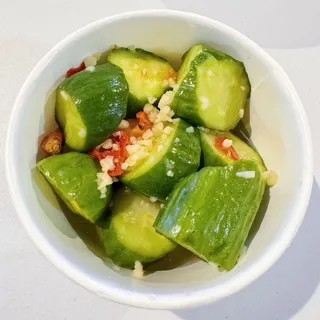 Pickled Cucumbers with minced Garlic