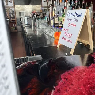 a sign on the counter