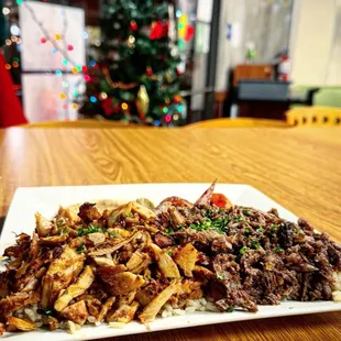 Combination Chicken &amp; Beef Shawarma Plate ($20) - It is delicious and filling!