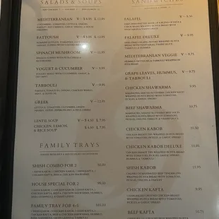 Salads, Soups, Sandwiches, and Family Tray Menu