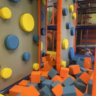 Foam pit with rock wall!