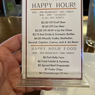 Bar HH menu