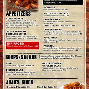 a menu for a mexican restaurant