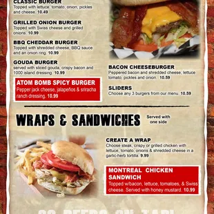 menu, burgers