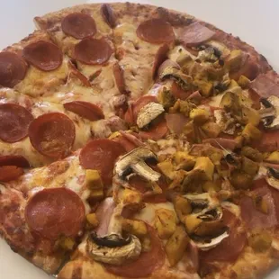 Half and half pizza
