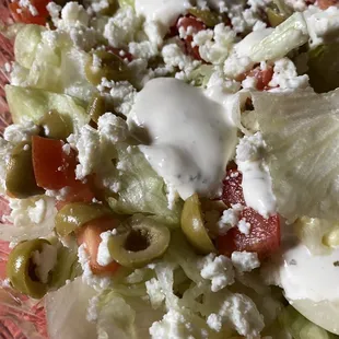 Greek salad with ranch dressing