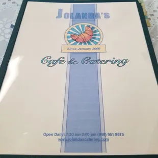Menu cover