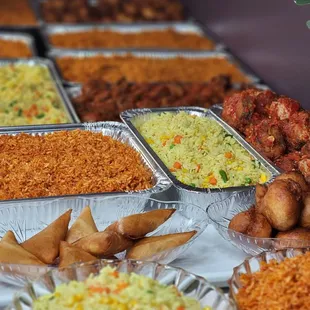 a variety of dishes of food