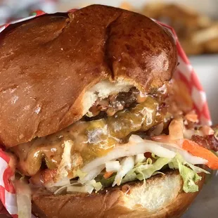 a burger with a side of fries