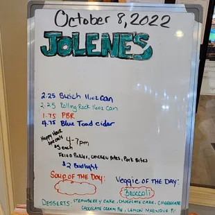 Menu board