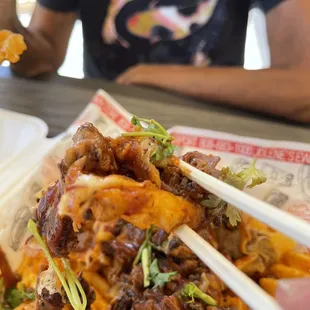 Waffle fries with brisket