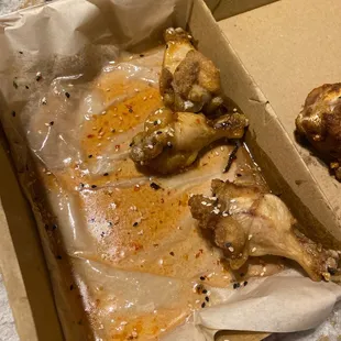 Half eaten sweet chili bone-in