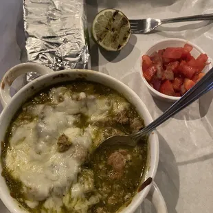 A very meaty, hearty, tasty Green Chili