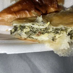 Inside spanakopita