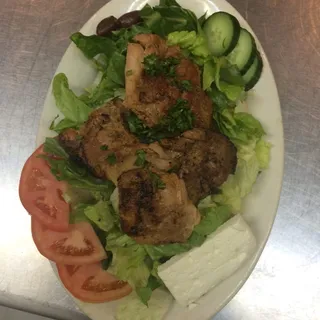 Chicken Shawarma over Mediterranean Salad Platter