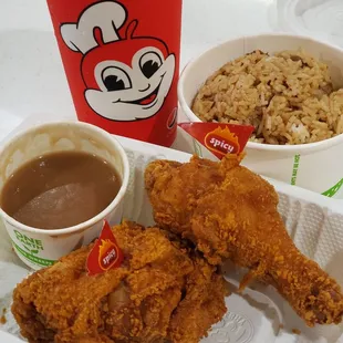 2pc chicken with adobo rice