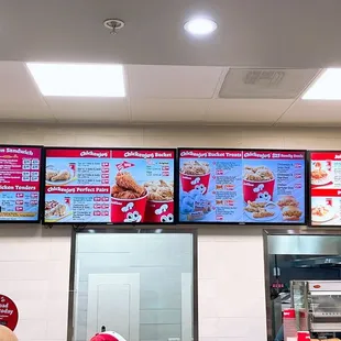 the menus of a fast food restaurant