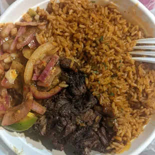 Jollof &amp; lamb w/ pickled onions