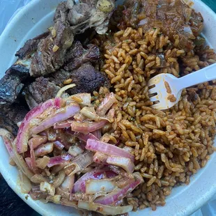Lamb chop jollof rice