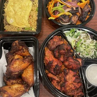 Suya Bowl, Chicken Peri-Peri, Wings, lamb bowl.