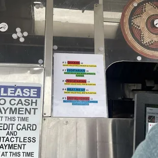 Food truck menu