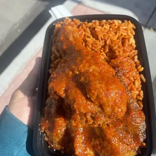 Chicken and rice with plantain