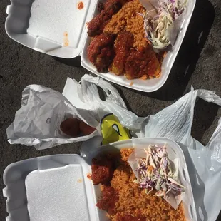 Jollof Rice w Chicken and Fried Plantains