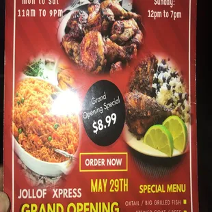 a menu for jollof express