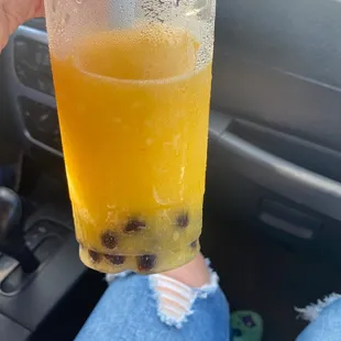 Mango smoothie with boba