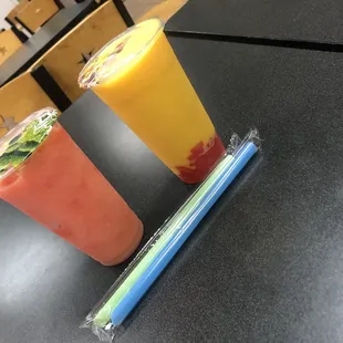 two drinks on a table