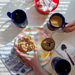a person holding a plate of food