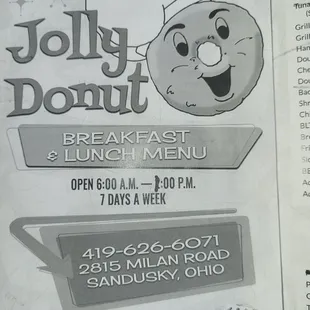 a menu for a restaurant