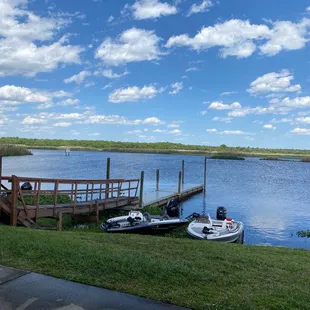 two boats docked at a dock