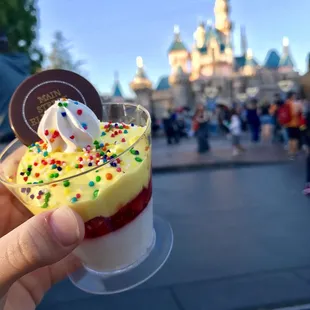 Special item for Main Street Electrical Parade. Pineapple coconut parfait $5.99