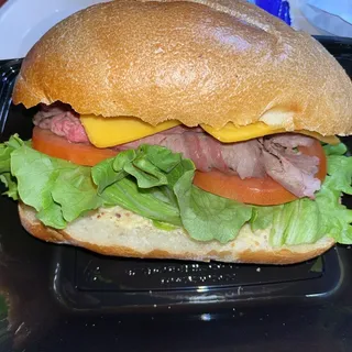 Roast Beef and Cheddar on a Hoagie Roll