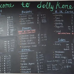 a menu on a blackboard