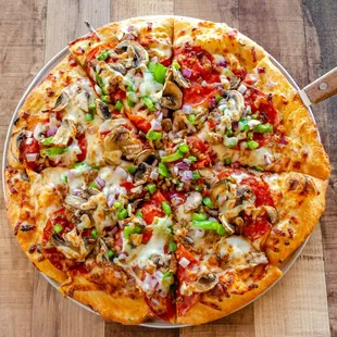 a pizza on a pan