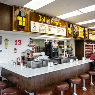 the interior of a diner