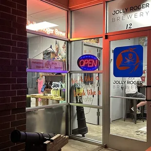 the entrance to the restaurant