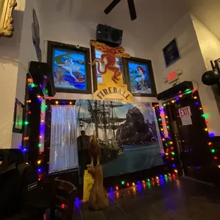 the interior of a pirate themed restaurant