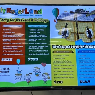Birthday Party Packages and Pricing