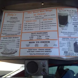 Close up of the menu