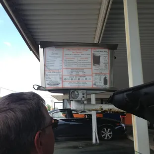 View of menu from car