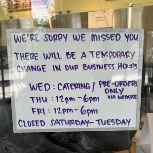 FYI: New Hours just visited 7/12/23