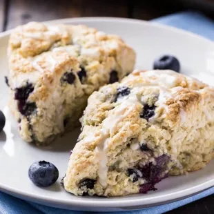 Blueberry scones baked in house.